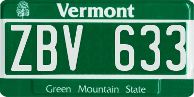 VT license plate ZBV633