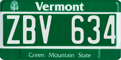 VT license plate ZBV634