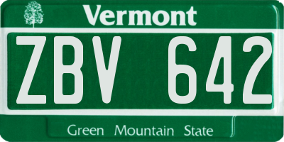 VT license plate ZBV642