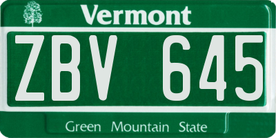 VT license plate ZBV645