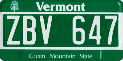 VT license plate ZBV647