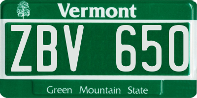 VT license plate ZBV650