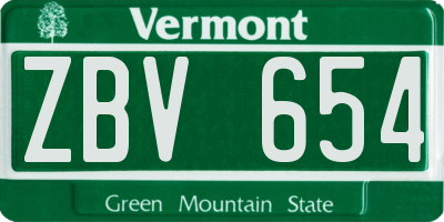 VT license plate ZBV654