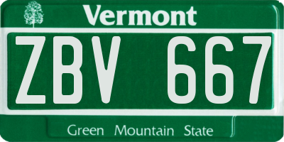 VT license plate ZBV667