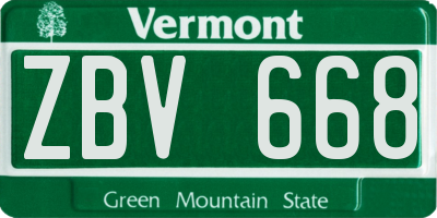 VT license plate ZBV668