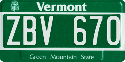VT license plate ZBV670