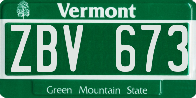 VT license plate ZBV673