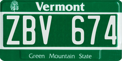 VT license plate ZBV674