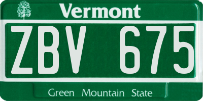 VT license plate ZBV675