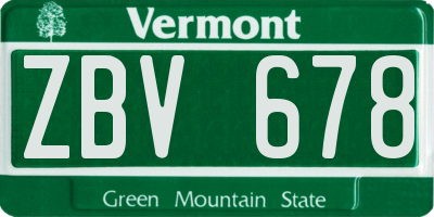 VT license plate ZBV678