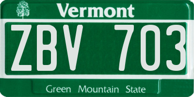VT license plate ZBV703