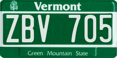 VT license plate ZBV705