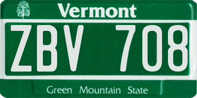 VT license plate ZBV708