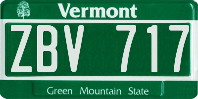 VT license plate ZBV717
