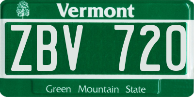 VT license plate ZBV720