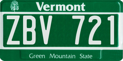 VT license plate ZBV721