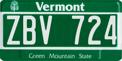 VT license plate ZBV724