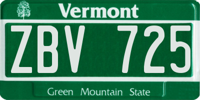 VT license plate ZBV725