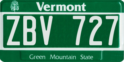 VT license plate ZBV727