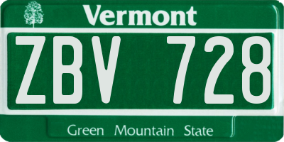 VT license plate ZBV728
