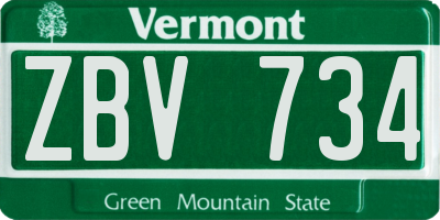 VT license plate ZBV734