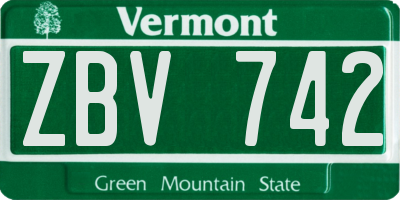 VT license plate ZBV742