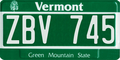 VT license plate ZBV745