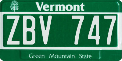 VT license plate ZBV747