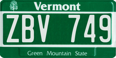 VT license plate ZBV749