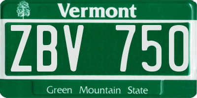 VT license plate ZBV750
