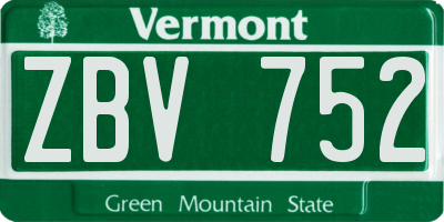 VT license plate ZBV752