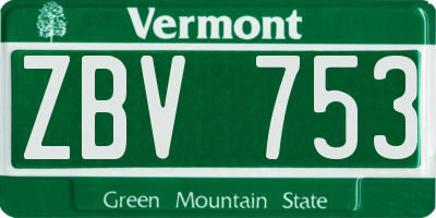 VT license plate ZBV753