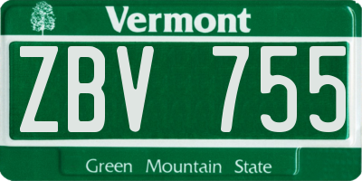 VT license plate ZBV755
