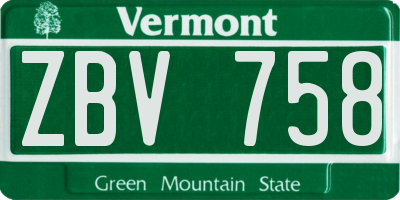 VT license plate ZBV758