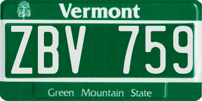 VT license plate ZBV759