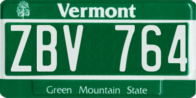 VT license plate ZBV764