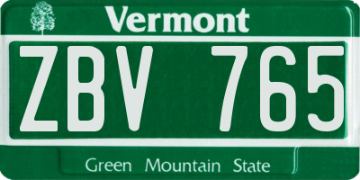VT license plate ZBV765