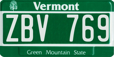 VT license plate ZBV769