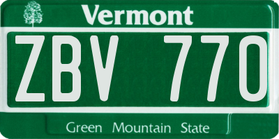 VT license plate ZBV770