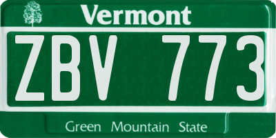 VT license plate ZBV773