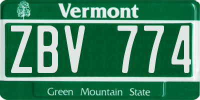 VT license plate ZBV774