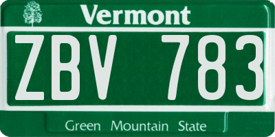 VT license plate ZBV783