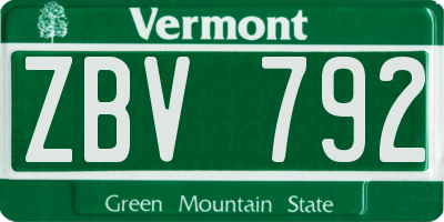 VT license plate ZBV792