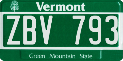 VT license plate ZBV793