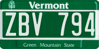VT license plate ZBV794