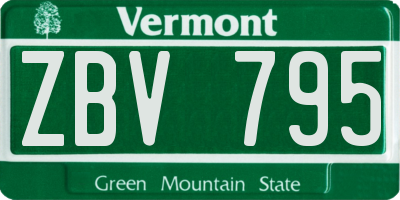 VT license plate ZBV795