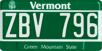 VT license plate ZBV796