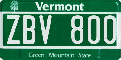 VT license plate ZBV800