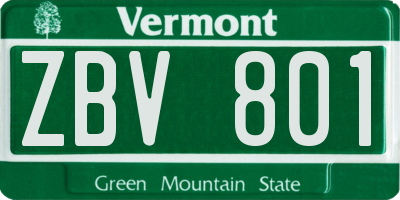 VT license plate ZBV801