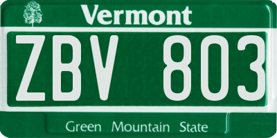 VT license plate ZBV803